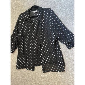 Vintage Naomi 2Pc Button Up Polka Dot Black White Shirt Sleeveless Shirt Size 1X